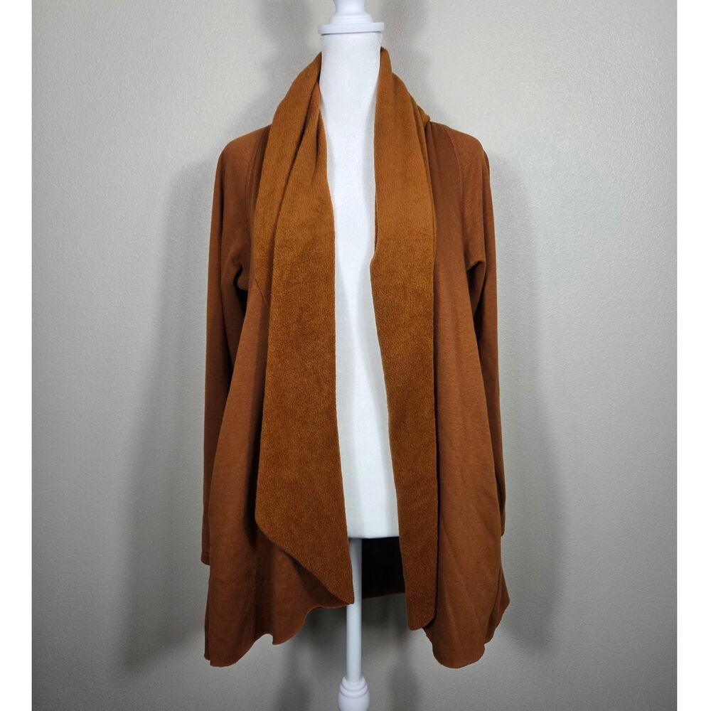 Drew Woman's Burnt Orange Open Front Fleece Lined Cardigan Size Small
